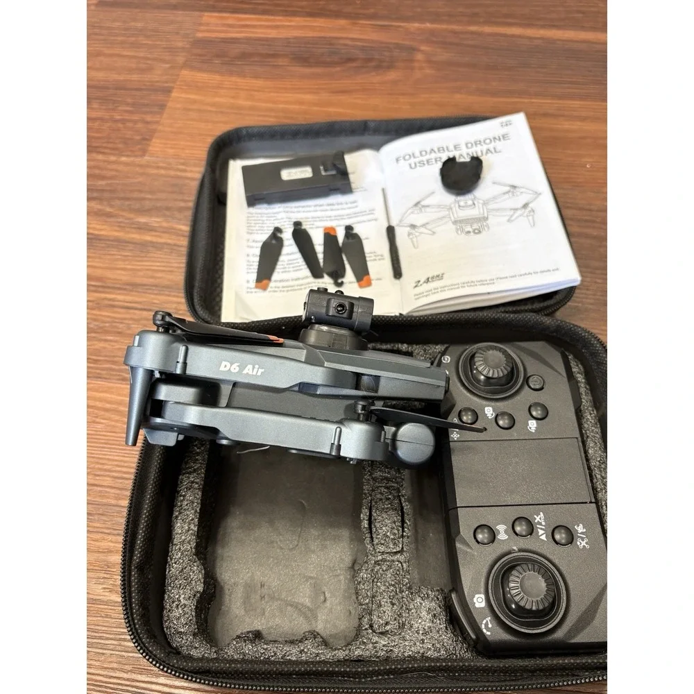DLRC D6 AIR HD Dual Camera Drone Foldable WiFi FPV Quadcopter w/2 Batteries/Case